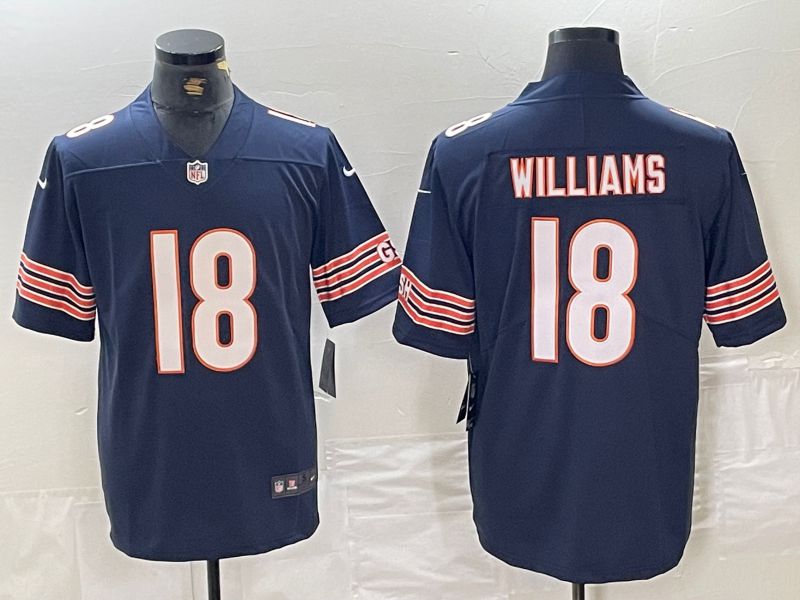 Men Chicago Bears #18 Williams Blue Second generation 2024 Nike Limited NFL Jersey style 1->->NFL Jersey